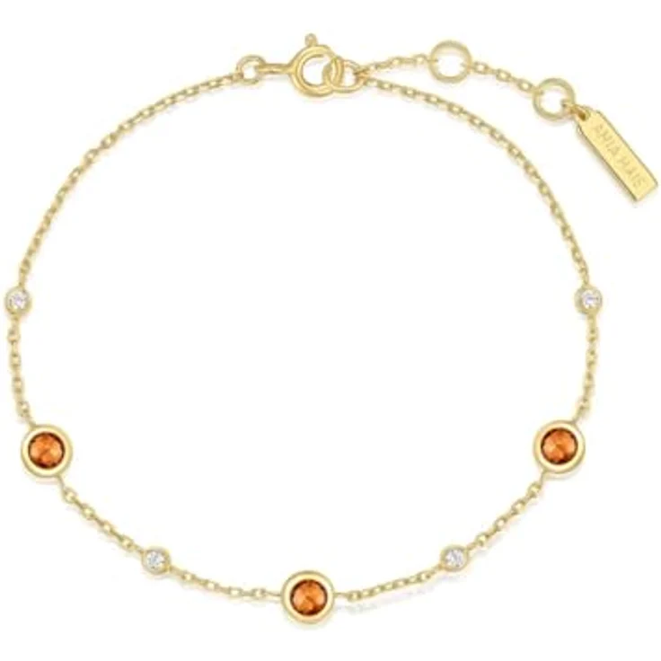 ANIA HAIE Melodic Poet Damen Armband, 925 Sterling Silber 14k vergoldet, 4 Zirkonia & 4 Farbsteine, 16,5cm + 2cm Verlängerung, inkl. Geschenkverpackung – Bild 2