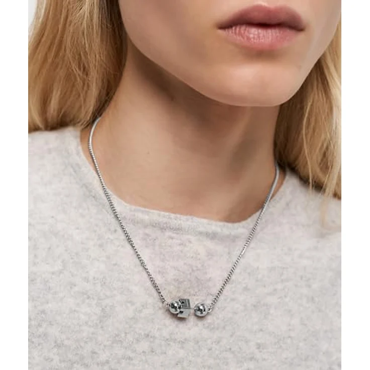 Liebeskind Berlin Damen Halskette LJ-1722-N-43, Edelstahl in IP Rhodium, 43 cm Panzerkette mit Steckverschluss – Bild 5