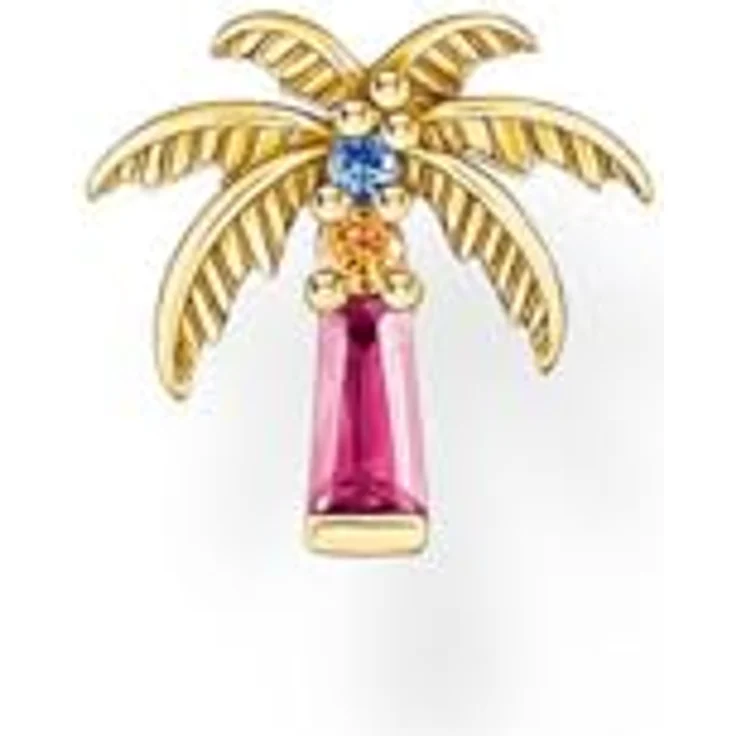 THOMAS SABO Single-Ohrstecker Festival Vibes, Palme mit Glas-Keramik Stein, Korund (synth), Zirkonia (synth) – Bild 1