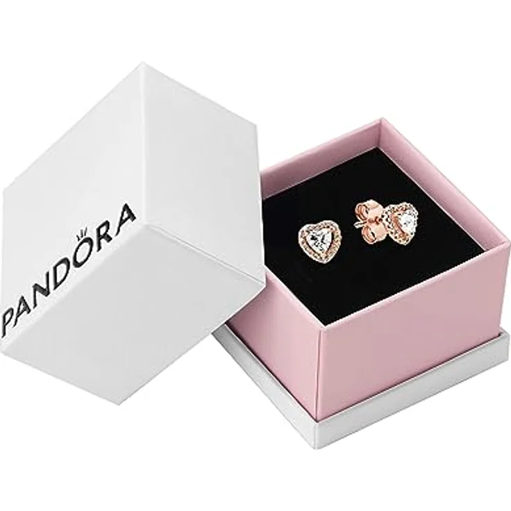 PANDORA ROSE Ohrringe "funkelndes Herz" 14 Karat rosévergoldet mit klaren Cubic Zirkonia – Bild 2