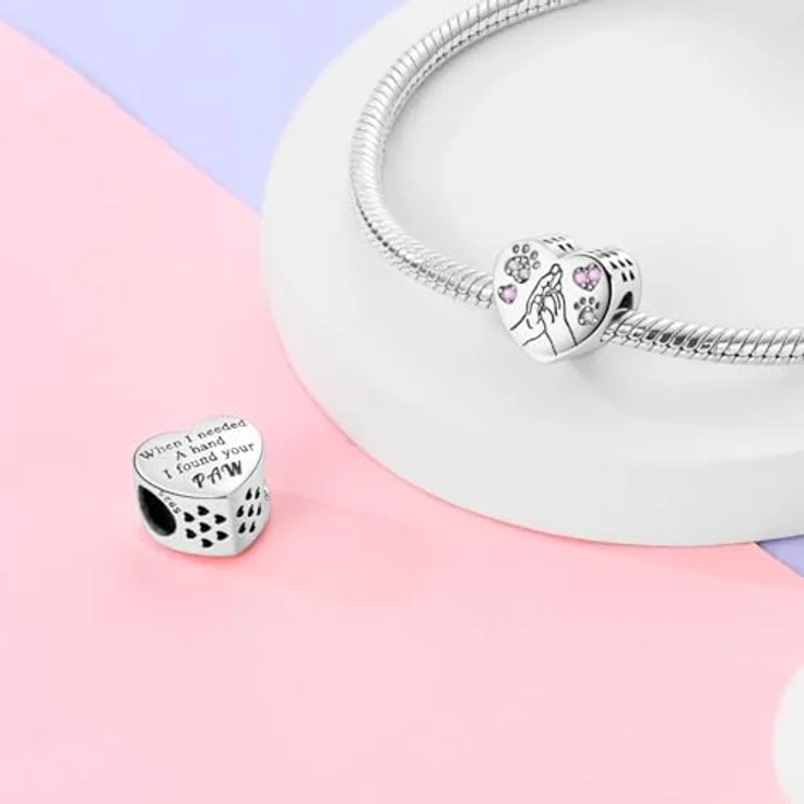 TINSLO Charm Anhänger 925 Sterling Silber mit Zirkonia-Steinen, kompatibel mit Pandora Armbändern und Halsketten für Frauen und Mädchen – Bild 2