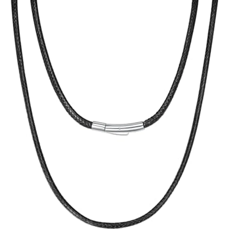 Richsteel Leder Halskette Choker aus Echtleder, gravierbar, Schwarz/Braun, 2/3mm breit, mit Drehverschluss, 46-76 cm – Bild 1