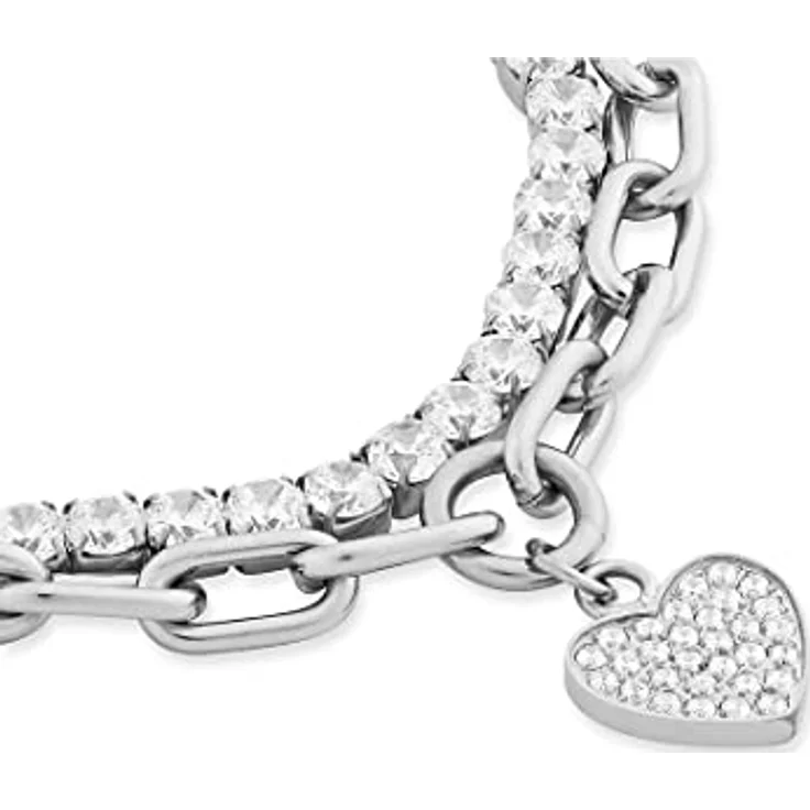 Guido Maria Kretschmer Armband 87943216, Edelstahlarmband mit 71 Zirkonia, weiß, Karabinerverschluss, 21 cm Länge, 4 mm Stärke – Bild 4
