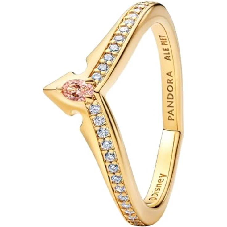 PANDORA Damenring Disney Prinzessin Aurora Tiara, goldfarben mit Zirkonia, Ringgröße 54/17,2 – Bild 1
