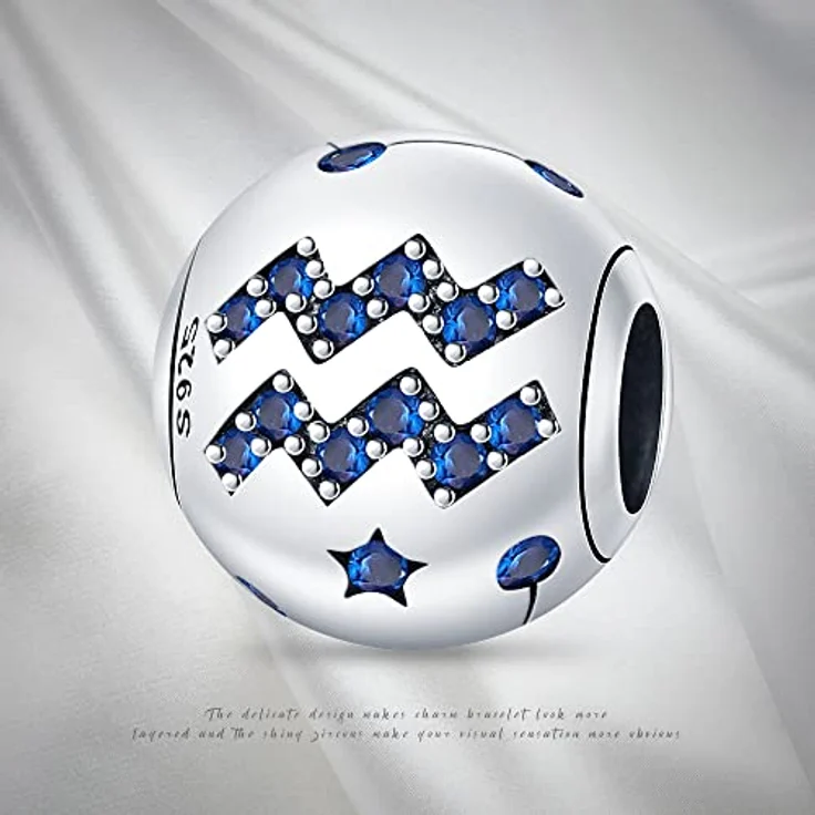 TINSLO Charm Anhänger Sternzeichen in 925 Sterling Silber, 12 Sternbilder Beads für Pandora Halskette, kompatibel mit europäischen Armbändern – Bild 3