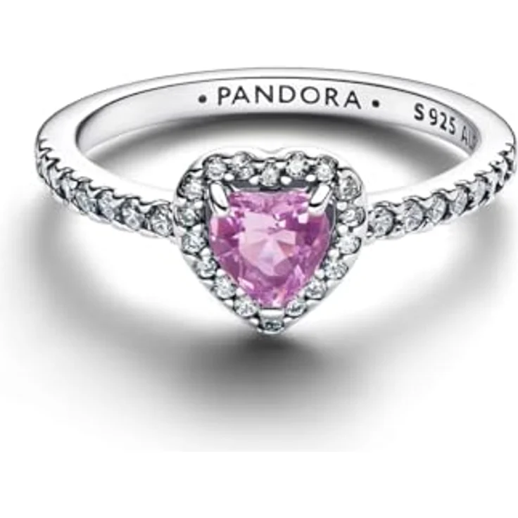 PANDORA Damen-Silberring Erhabenes Herz mit Zirkonia und Kristall, helllila, Ringgröße 52/16,6 – Bild 3