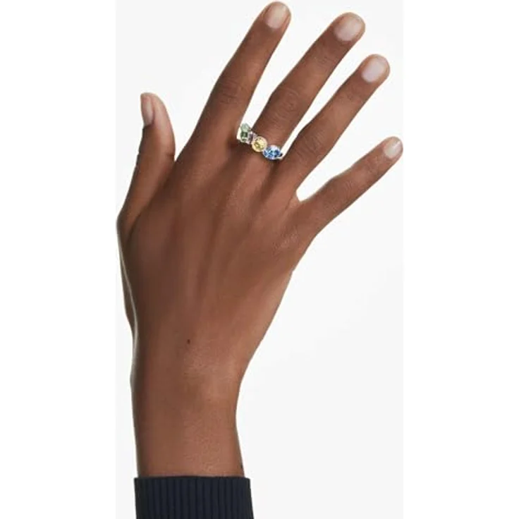 Swarovski Gema Ring, Rhodinierter Damenring mit Mehrfarbigen Kristallen in verschiedenen Schliffen – Bild 5