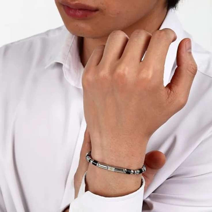Maserati Herrenarmband ICONIC-Kollektion, aus Stahl mit Steinen, Länge 22 cm, praktischer Schmuckverschluss – Bild 5