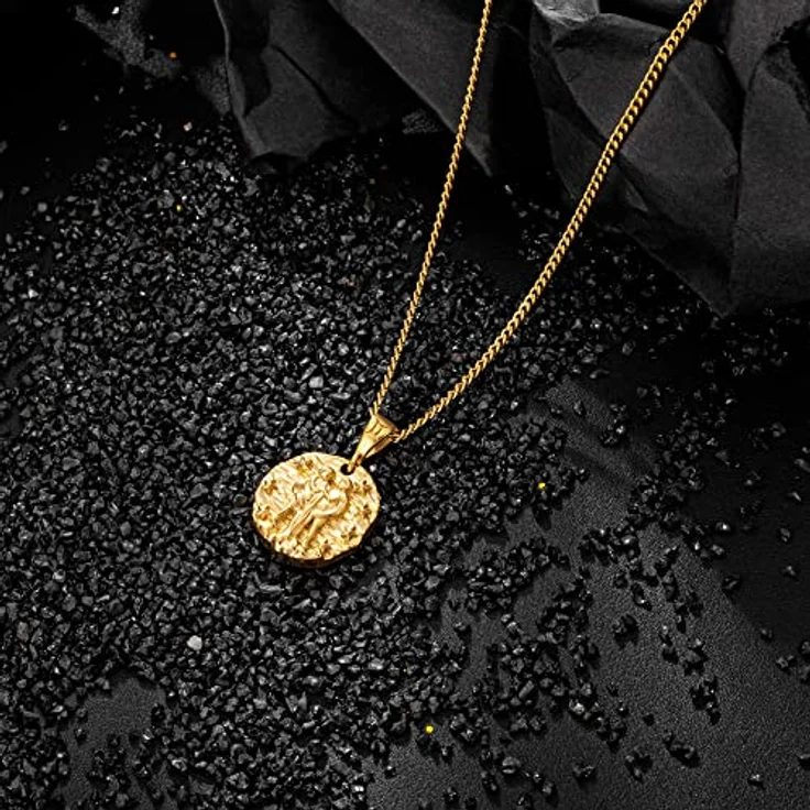Speroto Herrenhalskette mit Sternzeichenanhänger, Edelstahlkette in Gold, verstellbare Länge 50 cm + 5 cm – Bild 2