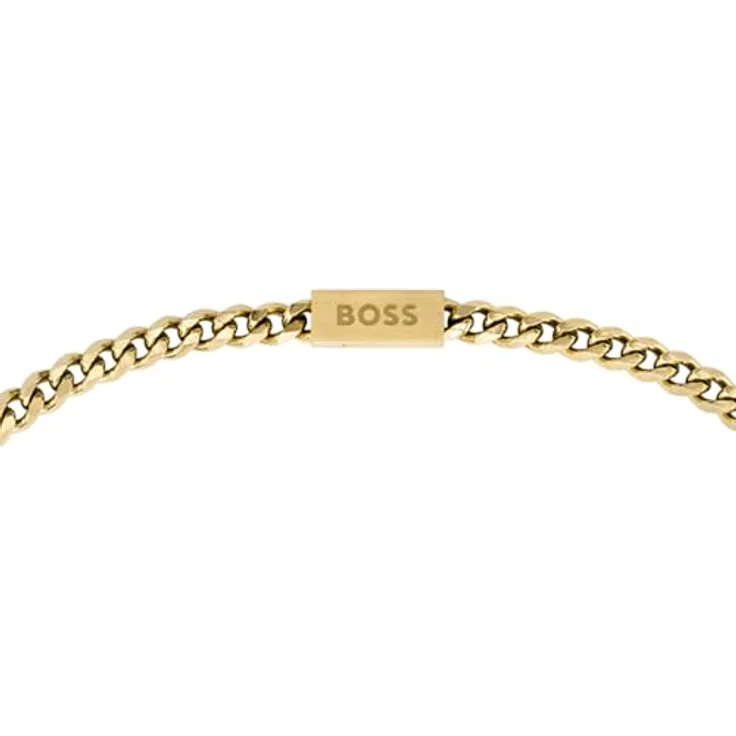 BOSS Jewelry Gliederhalskette für Herren, Edelstahl mit goldgelber IP-Beschichtung, 61 cm, magnetischer Verschluss, graviertes Logo – Bild 3
