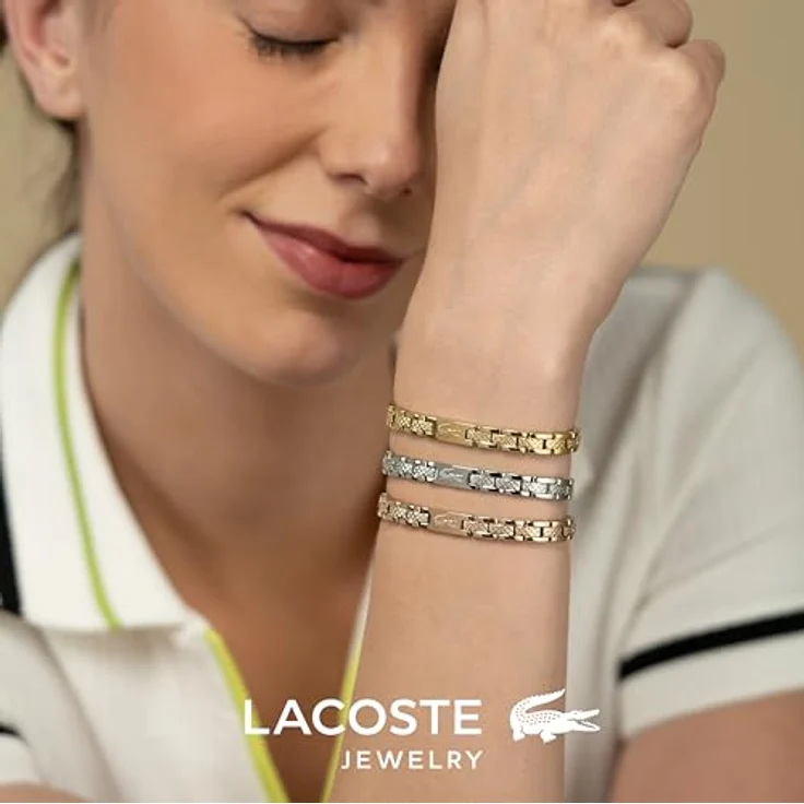 Lacoste Gliederarmband METROPOLE, Damenarmband aus Edelstahl mit geätztem Petit-Piqué-Muster und verstellbarem Faltverschluss, 190 mm – Bild 4