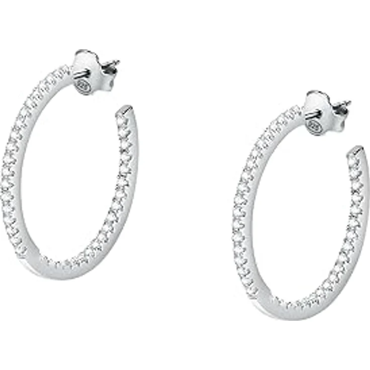 Morellato Creolen Tesori SAIW147, mittelgroße Creolen aus 925er Silber mit Zirkonia, glänzender Oberfläche und einzigartigem Design – Bild 1