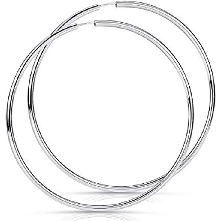Materia 925 Silber Creolen groß, Damen Ohrringe 80mm XXL mit Steckverschluss, Made in Germany, SO-90 – Bild 1