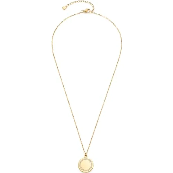 JEWELS BY LEONARDO Ferrara Halskette, goldfarbener Edelstahl mit runden Zirkonia-Steinen, 45-50 cm, Geschenk für Frauen