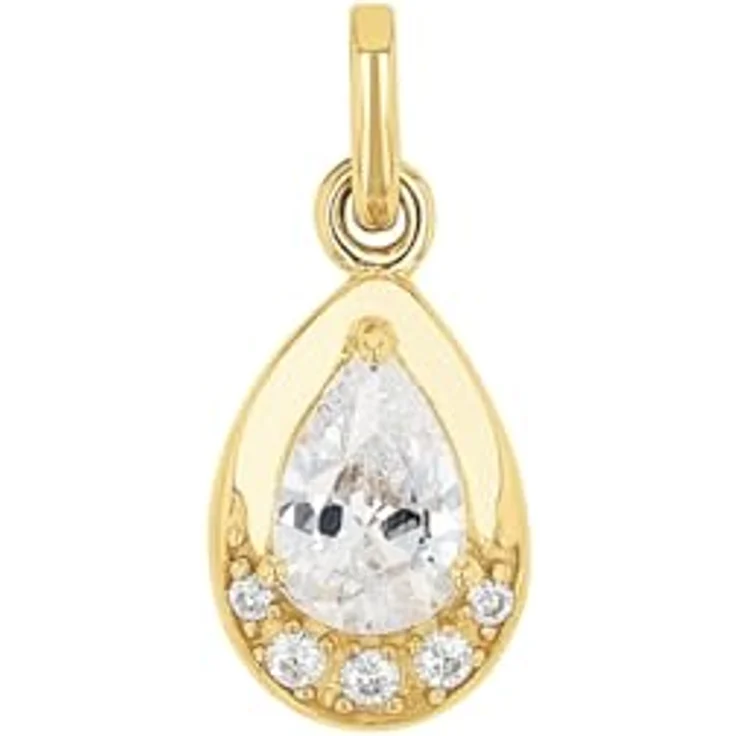 Amor Kettenanhänger Tropfen, 375/9 Gold mit synth. Zirkonia, 15 mm x 7 mm – Bild 1