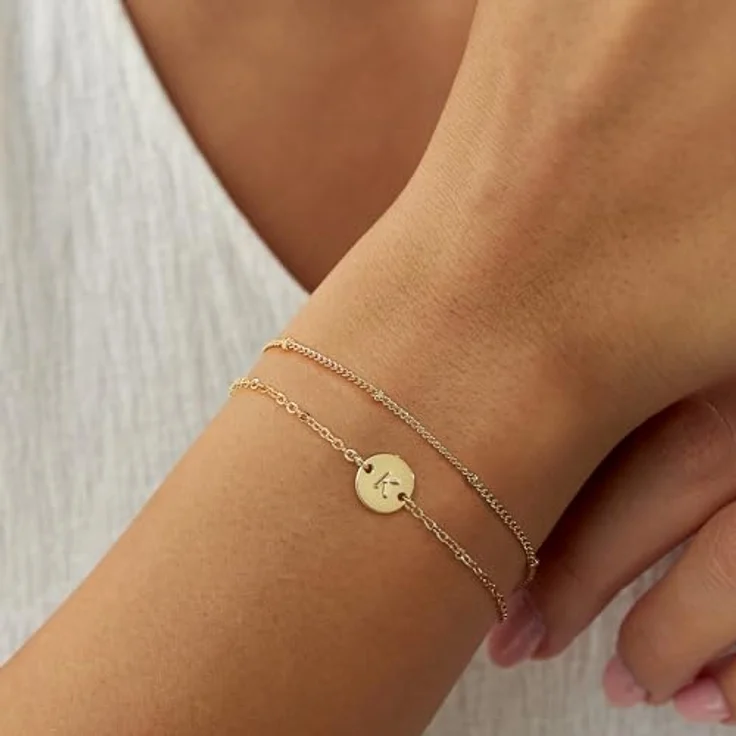 TINGN Gold Armband mit Buchstaben Z, Zierliche Mehrlagige Gliederkette, 18 Karat goldgefüllt, personalisierbares Damen-Schmuckstück, Geburtstagsgeschenk für Frauen – Bild 3