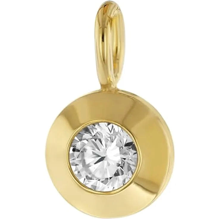 trendor Runder Anhänger 21572, Kettenanhänger aus Gelbgold 333/8K mit synthetischem Zirkonia, Durchmesser 7 mm, Made in Germany