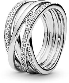 PANDORA Damen-Ring 925 Silber mit weißen Zirkonia, Größe 56 (17.8)