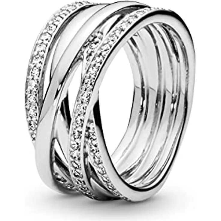 PANDORA Damen-Ring 925 Silber mit weißen Zirkonia, Größe 56 (17.8) - 190919CZ-56