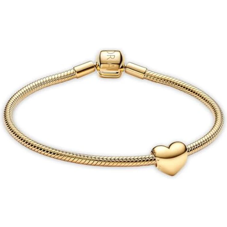 PANDORA Damen-Armband Be Love, Herz-Charm goldfarben, 18 cm, mit Gravurmöglichkeit und Clip-Verschluss – Bild 1