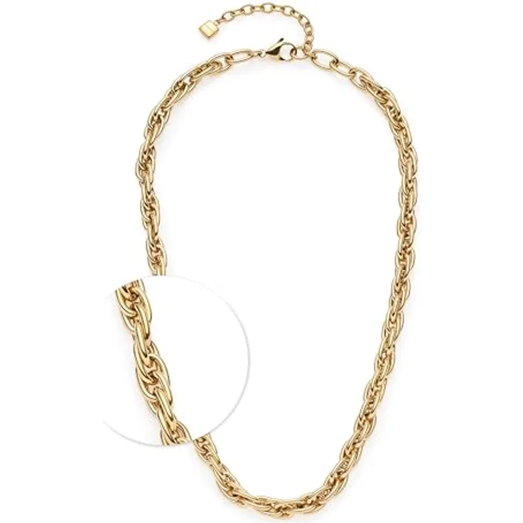 JEWELS BY LEONARDO Halskette Sina, goldfarbener Edelstahl, ineinander verschlungene Kettenglieder, 45-50 cm, Schmuck Geschenk für Frauen