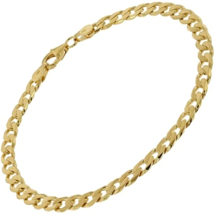 trendor Panzer-Armband Silber 925 vergoldet, 5 mm breit, 21 cm, für Damen und Herren, modische Geschenkidee
