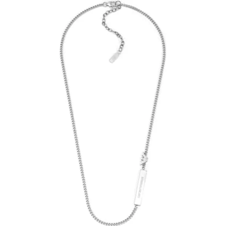 Emporio Armani Silberfarbene Herren Halskette EGS3309040, Edelstahl mit mattem und glänzendem Finish, 525 mm Länge