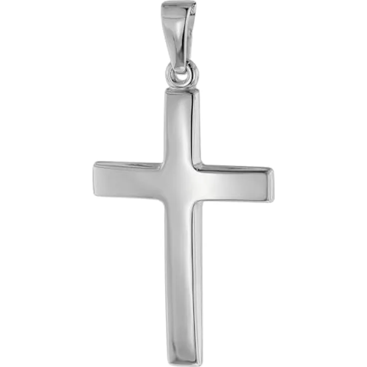 trendor Kreuz-Anhänger 24 mm, Weißgold 14 Karat 585, hochglanzpoliertes Design für Damen und Herren, vielseitig einsetzbar