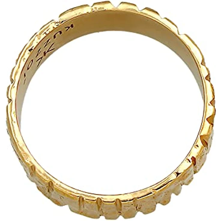 Kuzzoi Herrenring Bandring massiv (9 mm) breit, gehämmert in 925 Sterling Silber vergoldet, Ringgröße 60, Geschenkidee für Männer – Bild 3
