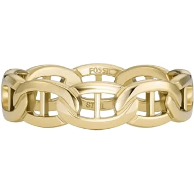 Fossil Damen Edelstahlband Ring, Größe 9, Sandgold, polierte Oberfläche – Bild 2