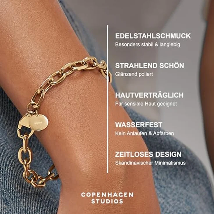 COPENHAGEN STUDIOS Basic Chunky Bracelet, silber, Armband aus poliertem Edelstahl, wasserfest & hautfreundlich, verstellbare Größe bis 21 cm – Bild 3
