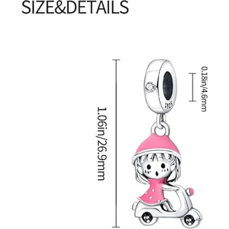 TINSLO Charm Anhänger Damen, 925 Sterling Silber mit Zirkonia, kompatibel mit Pandora Armbändern und Halsketten, Geschenkidee für Frauen und Mädchen – Bild 5