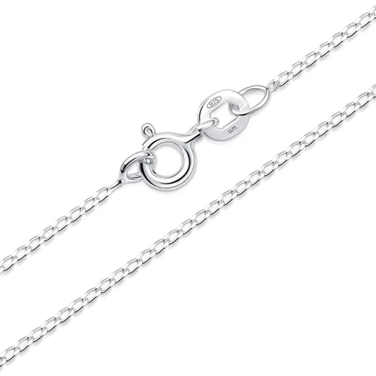 Amberta Echt 925 Sterling Silber Halskette, 40 cm lange Gliederkette für Damen und Herren, super dünne Schlangenkette mit hochglanzpolierter Oberfläche – Bild 1