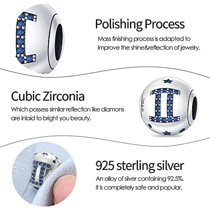 TINSLO Charm Anhänger Sternzeichen für Armband, 925 Sterling Silber, 12 Modelle, kompatibel mit Pandora-Armband und europäischen Halsketten für Frauen und Mädchen – Bild 4
