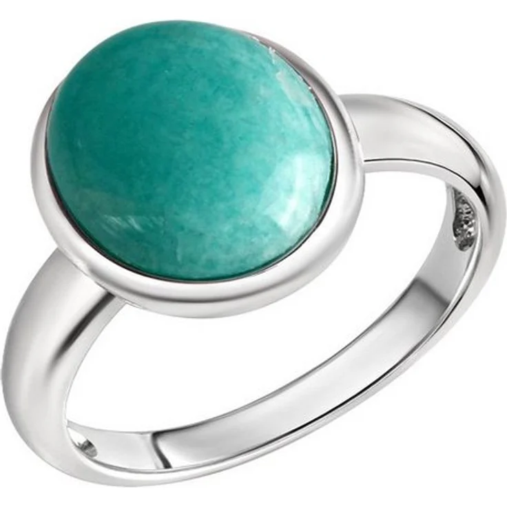 Zeeme Fingerring Silber 925 rhodiniert mit echtem Amazonit, türkis, 3,9 ct, Damen Schmuck