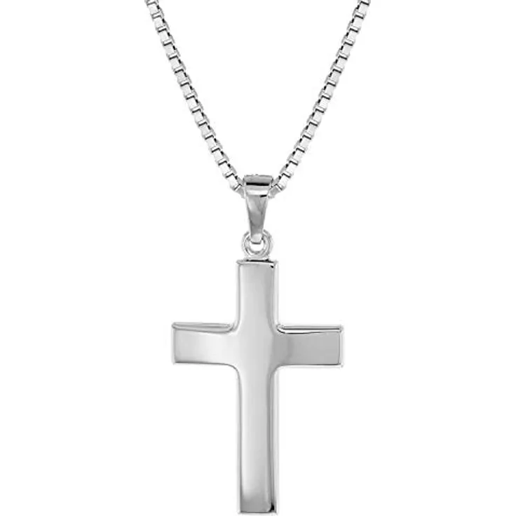 trendor Herren-Halskette mit Kreuz 27 mm, Sterlingsilber 925, 45 cm Länge, Geschenk-Box