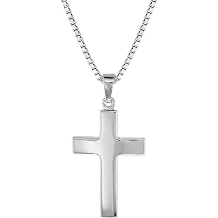 trendor Herren-Halskette mit Kreuz 27 mm, Sterlingsilber 925, 45 cm Länge, Geschenk-Box – Bild 1