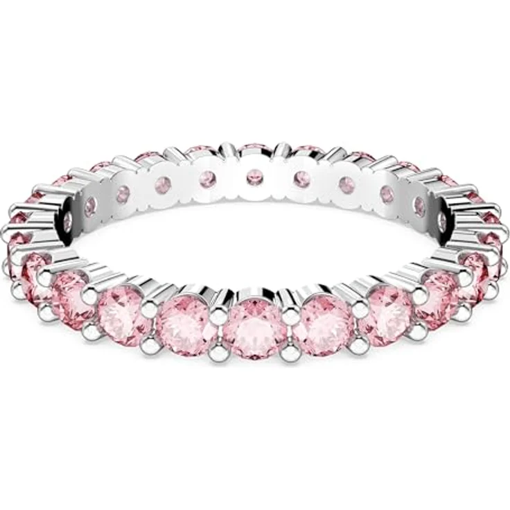 Swarovski Matrix Ring, Rhodinierter Damenschmuck mit Rosa-violetten Swarovski Kristallen – Bild 1