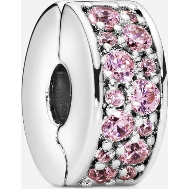 Pandora Charm-Einhänger 791817PCZ, Silber Clip mit rosa Steinen und Silikoneinlage – Bild 8