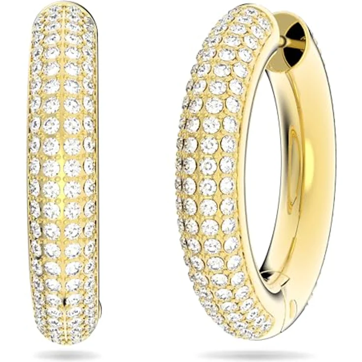 Swarovski Creolen Dextera 5618305, goldene Ohrringe mit strahlendem weißen Swarovski-Kristall-Besatz, mittlere Größe 2,5 x 2,6 cm – Bild 2