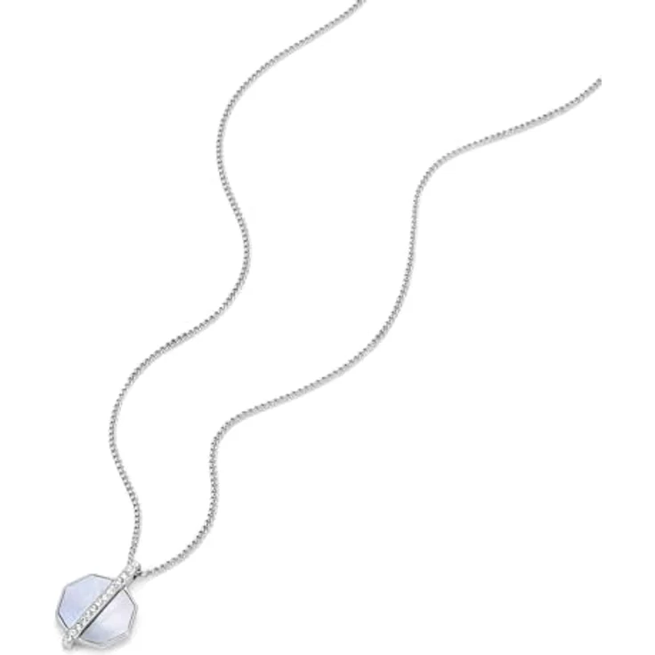 FOSSIL Damen Edelstahl Fünfeck-Anhänger-Halskette, poliert mit Karabinerverschluss, silberfarben, 40.6 cm Länge – Bild 3