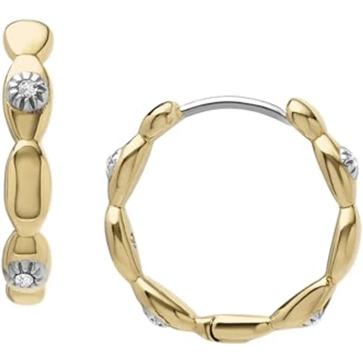Fossil Damen Goldfarbene Edelstahl Ohrringe mit Ringverschluss, polierter Finish – Bild 1