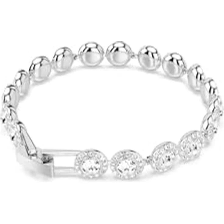 Swarovski Una Angelic Armreif, Rhodiniertes Tennis-Armband mit Strahlenden Rundgeschliff-Kristallen, Weiß – Bild 4