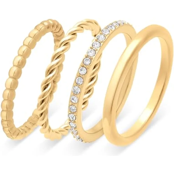 s.Oliver Ring - Eleganter Damenring aus poliertem Edelstahl - gold, wasserfest & hautfreundlich, Größe 54