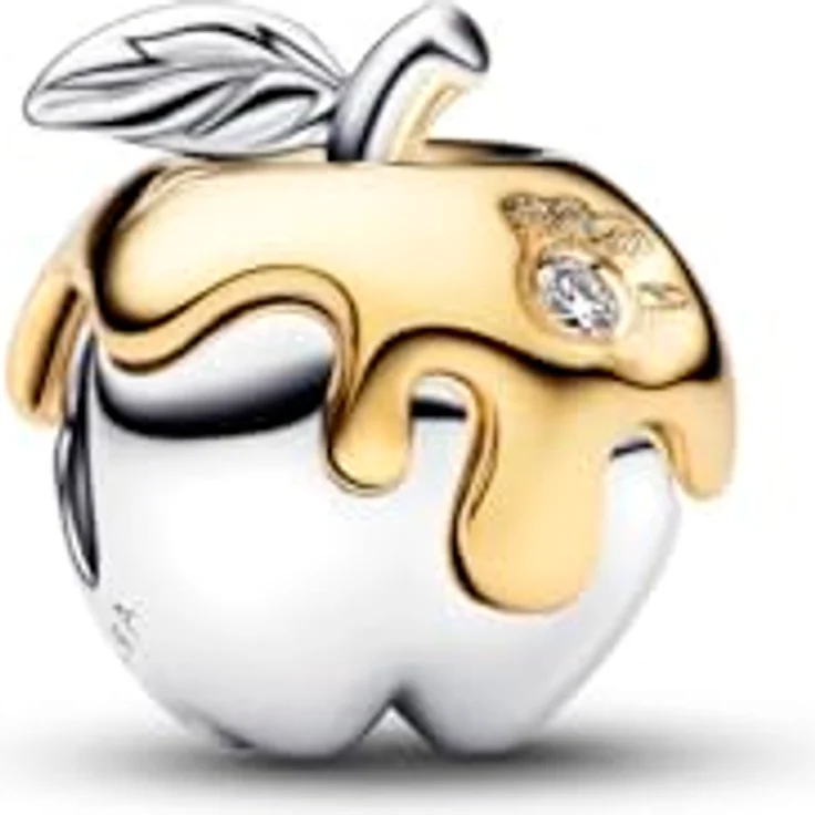 PANDORA Charm Disney Schneewittchen, vergifteter Apfel Anhänger aus 925 Sterling Silber mit 14 Karat Vergoldung und 0.012 ct Labor Diamant, kompatibel mit Moments, 764384C01 – Bild 1