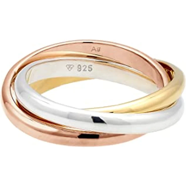 Elli Ring Damen Wickel Basic Tri-Color, 925 Sterling Silber, handgefertigt, anlaufgeschützt – Bild 2