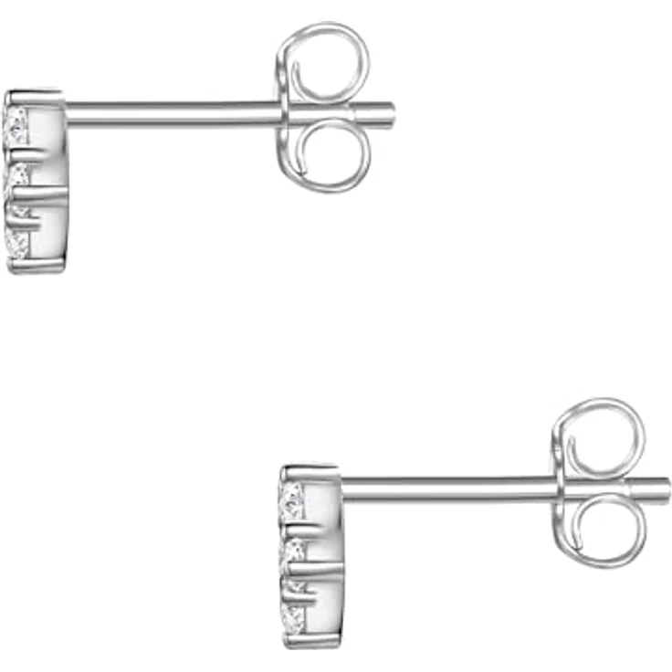 Glanzstücke München Damen Ohrstecker 925/- Sterling Silber rhodiniert mit weißen Zirkonia, quadratisch, Steckverschluss – Bild 2
