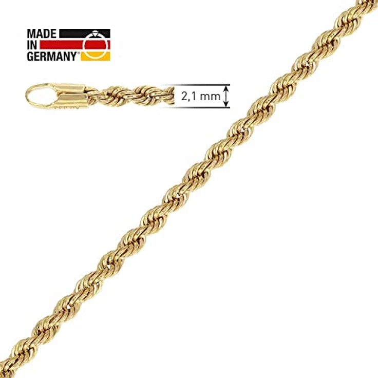 trendor Damen-Armband 333 Gold / 8 Karat Kordelkette, 18,5 cm, hochwertiger Goldschmuck für Frauen, ideales Geschenk in Schmuck-Box – Bild 4