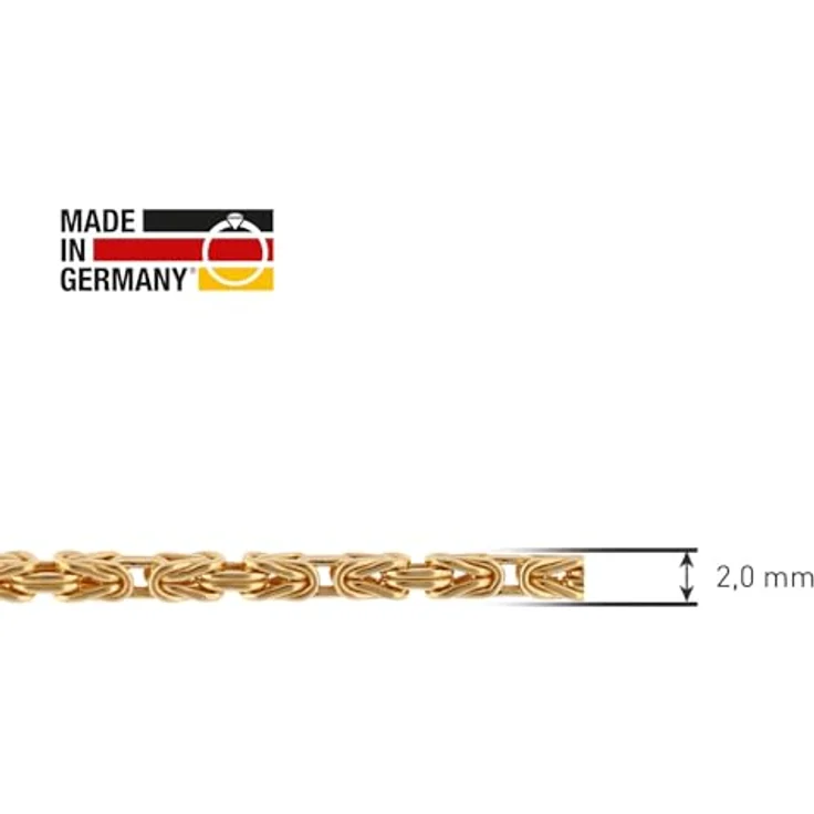 trendor Halskette 925 Silber Vergoldet, diamantierte Königskette 2,0 mm, 42 cm, ideal für Damen und Herren – Bild 5