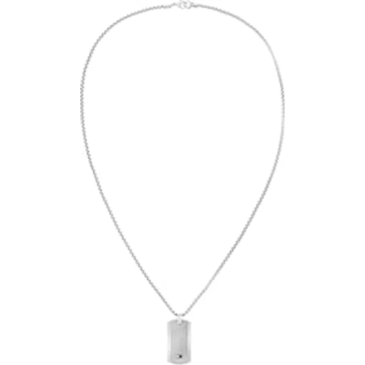 Tommy Hilfiger Jewelry Halskette für Herren, Edelstahl mit gravierter Plakette und Karabinerverschluss, 55,88 cm, auch in Gold und Schwarz erhältlich